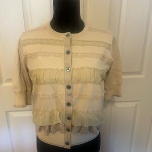 Karen Millen Cream Ruffle Cardigan- size 4